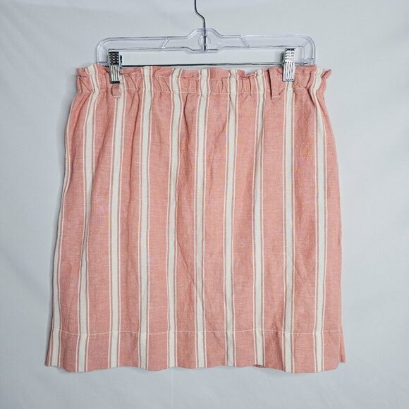 NWT LOFT Linen Skirt PINK & WHITE STRIPE size S Buttons Lined Coastal Feminine - Picture 5 of 5